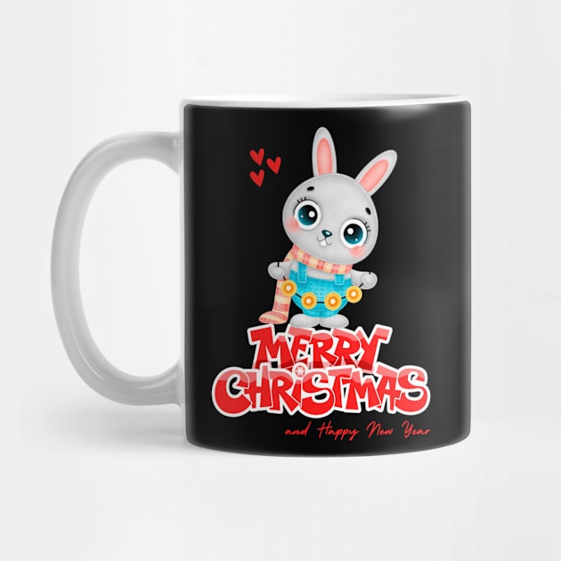 Cute Cartoon Rabbit Christmas T Shirt by King Hoopoe